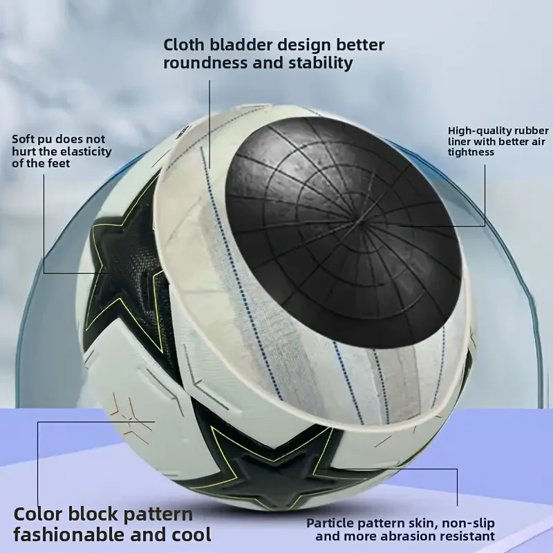 كرة قدم عالية الجودة مقاس 5 للشباب/الكبار لكرة القدم، مقاومة للاهتراء، مرونة عالية، التصاق حراري سلس، كرة الدوري #4