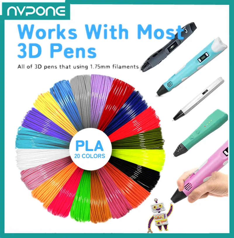 PLA ABS Filament Rods Refills For 3D Pen 3D Printing Pen Material 9M/50M/100M/200M 1.75mm Filament No Smell for 3D Pencil