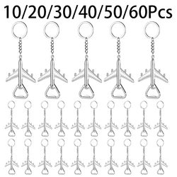 10-60Pcs Plane Bottle Opener Keychain 3D Metal Airplane Bottle Opener Keyrings