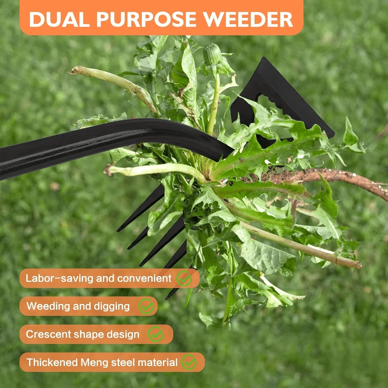 Heavy-Duty Manual Weeding Tool – Efficient Long-Handled Weed Remover with Sharp Blade for Root Removal, Suitable for Gardens, Fa