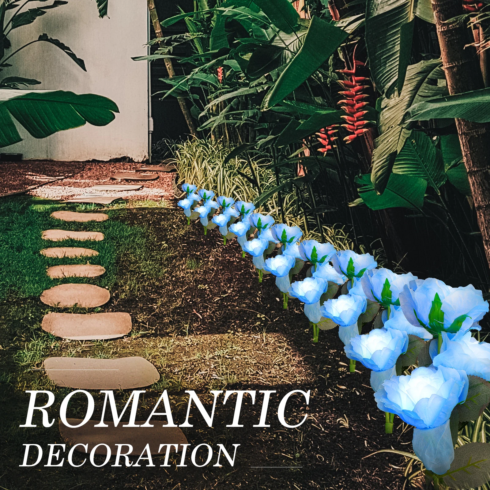 

Outdoor Solar Light LED Rose Decoration Flowers Decorations Lawn Lights Blue Floral