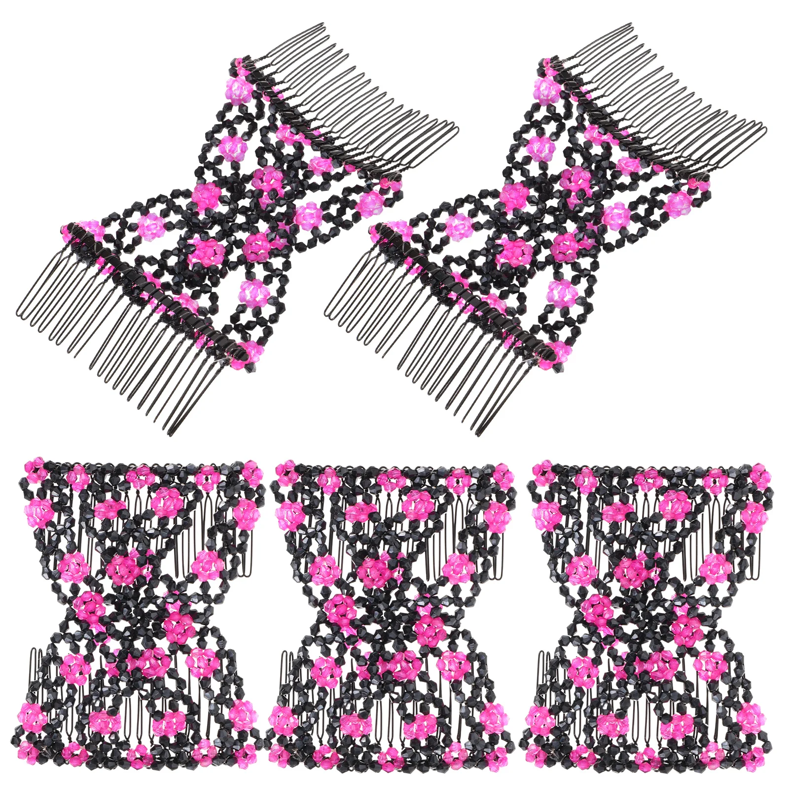 

5Pcs Unique Fashion Design Combs Hair Bun Maker Easy to Use No Scalp Hurt Dozens of Hairstyles Stylish Personality Beaded Hair