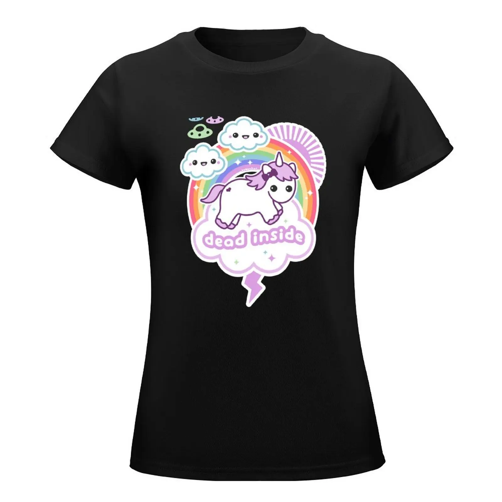 Pastel Goth Dead Inside Unicorn T-Shirt cute tops Aesthetic clothing summer tops graphics clothes for woman