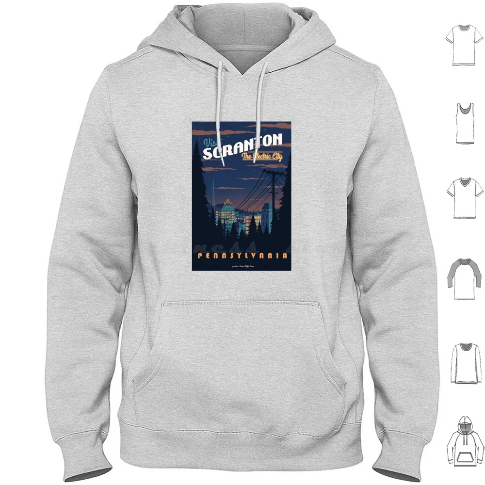 Scranton Travel Poster Hoodie Cotton Long Sleeve The Office Dunder Mifflin Scranton Pennsylvania Michael Dwight Schrute