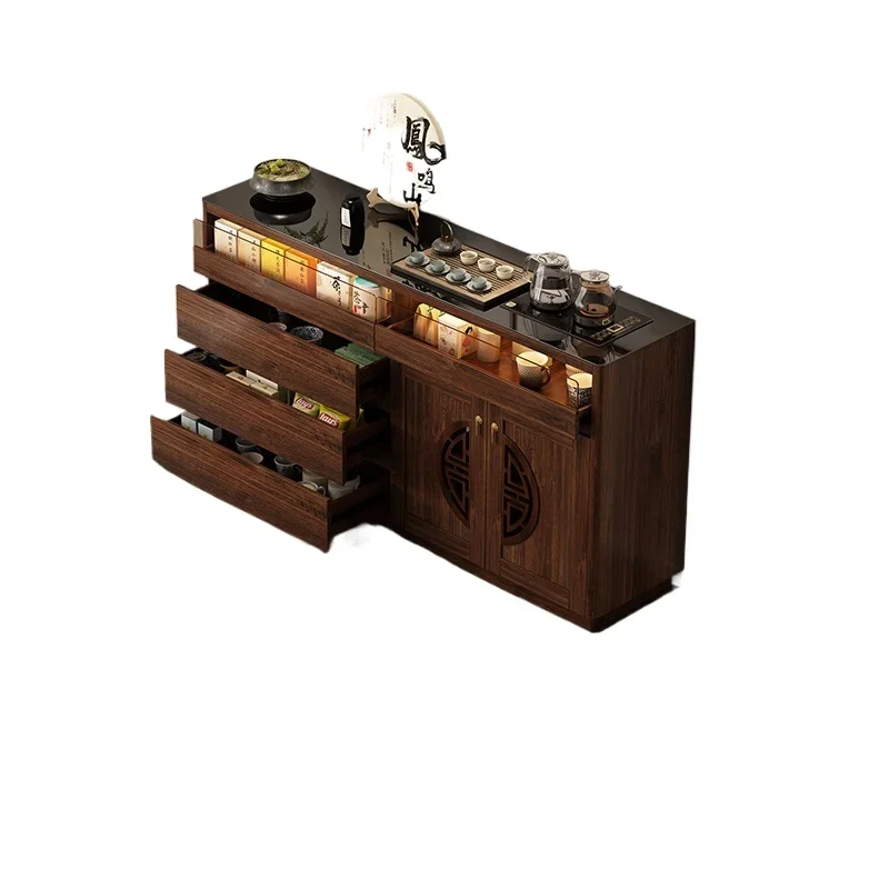 New Chinese smart tea bar machine, all solid wood household dining side cabinet, tea integrated cabinet, water storage at
