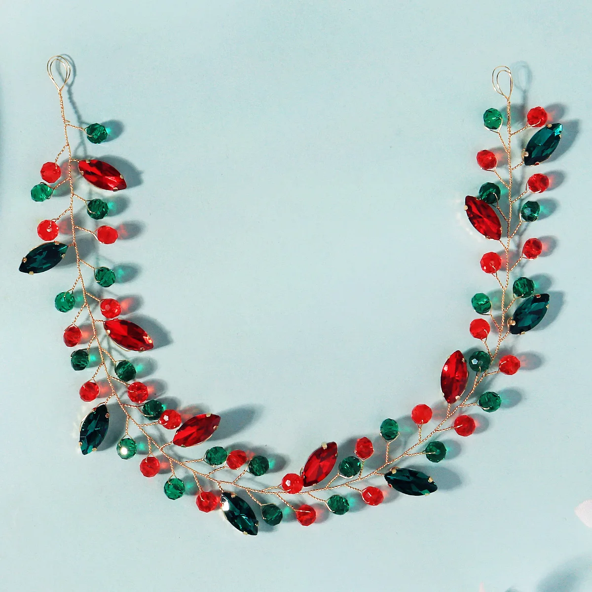 عيد الميلاد كريستال هيرباند موضة مجوهرات الحفلات إكسسوارات الشعر للنساء كلاسيكي أخضر أحمر مطرز الفتاة عقال تيارا #1