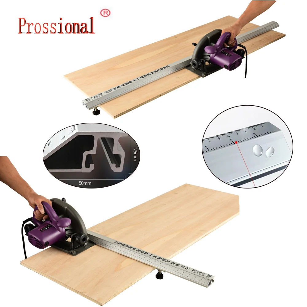 

Electric Circular Saw Cutting Machine Guide Foot Ruler Guide Three-in-one 45 Degrees Chamfer Fixture 92/112cm Ruler