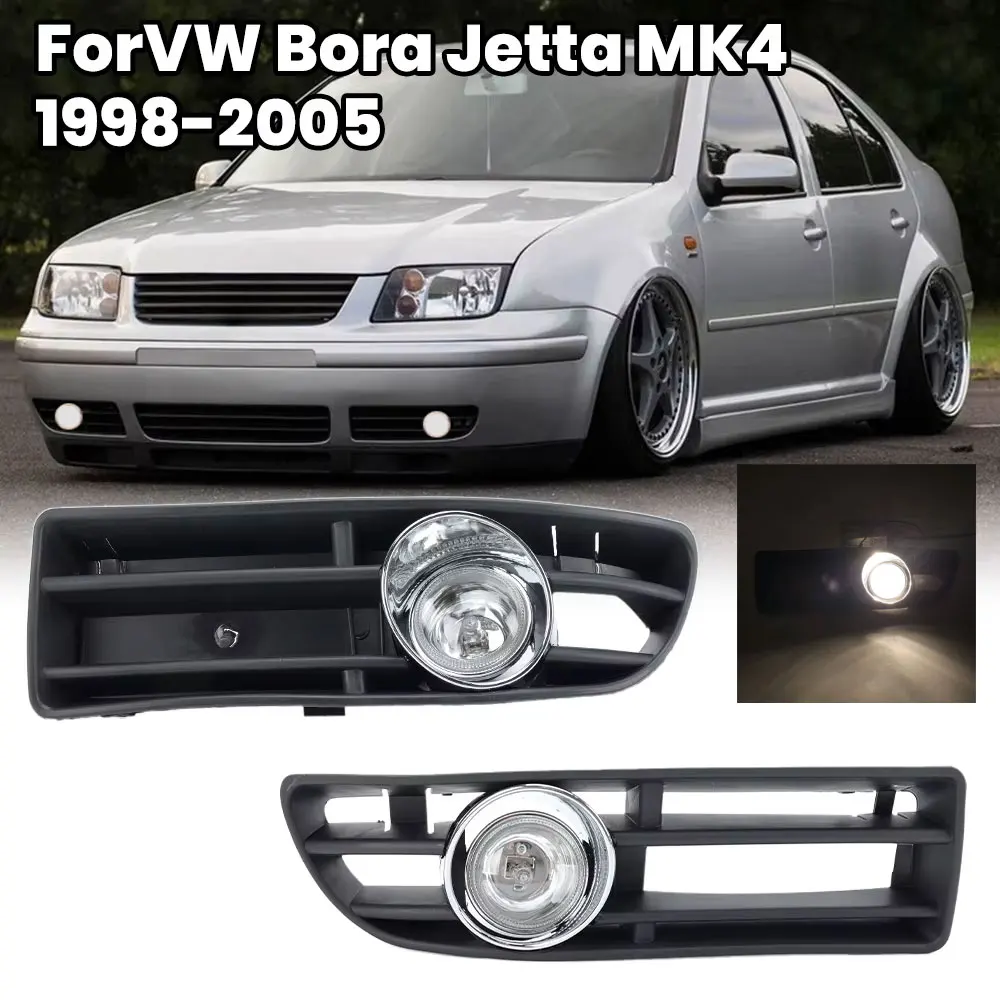 

Front Fog Lights Assembly for VW Bora Jetta MK4 1998-2001 2002 2003 2004 Fog Lamp Grille 1pair halogen foglights car accessories