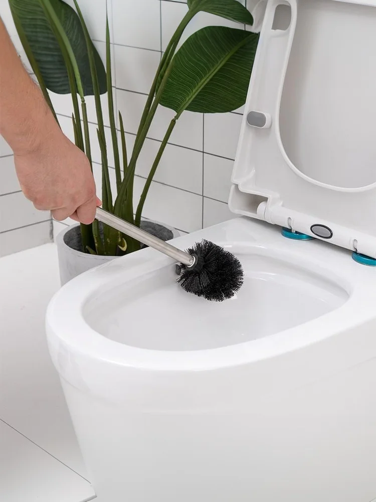 Edelstahl Toilettenbürste mit Langem Griff und Weichen Borsten Haushalt Badezimmer WC-Reinigungsset – Detail 5
