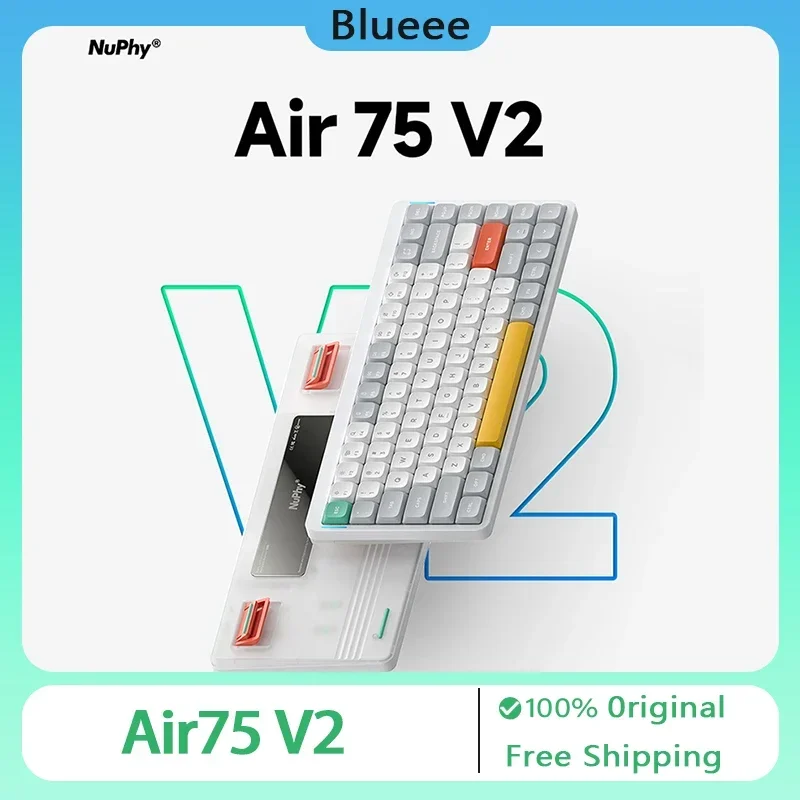 NuPhy Air75 V2 Mechanical Keyboard Wireless Bluetooth 3 Mode RGB Hot-Swap Silent Low Switch Gamer Mobile Office Gaming Keyboard