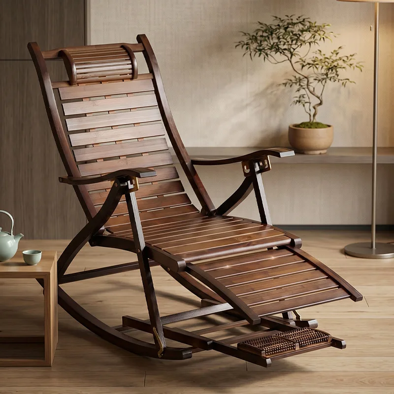 Reclining Chair Rocking Folding Lunch Break Adult Balcony  Lazy  Chair Living Room Sitting and Reclining Dual Use