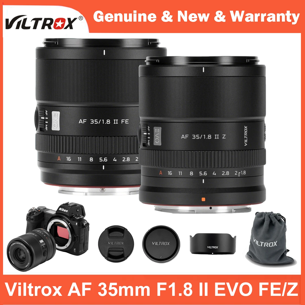 

Полнокадровый портретный объектив Viltrox 35mm F1.8 II EVO AF для Sony E/Nikon Z (A7IV, A7C II, A7RV, A7CR, ZV-E1, FX30, Z6 III, Zf)