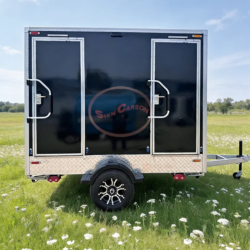 

Portable Mobile Toilet Trailer Outdoor Restroom with Sink And Storage for Camping And Construction Sites
