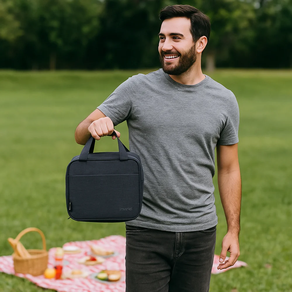 

Модная складная термосумка большой вместимости, двухслойная, для обедов, водонепроницаемая, для поездок на работу, пикников