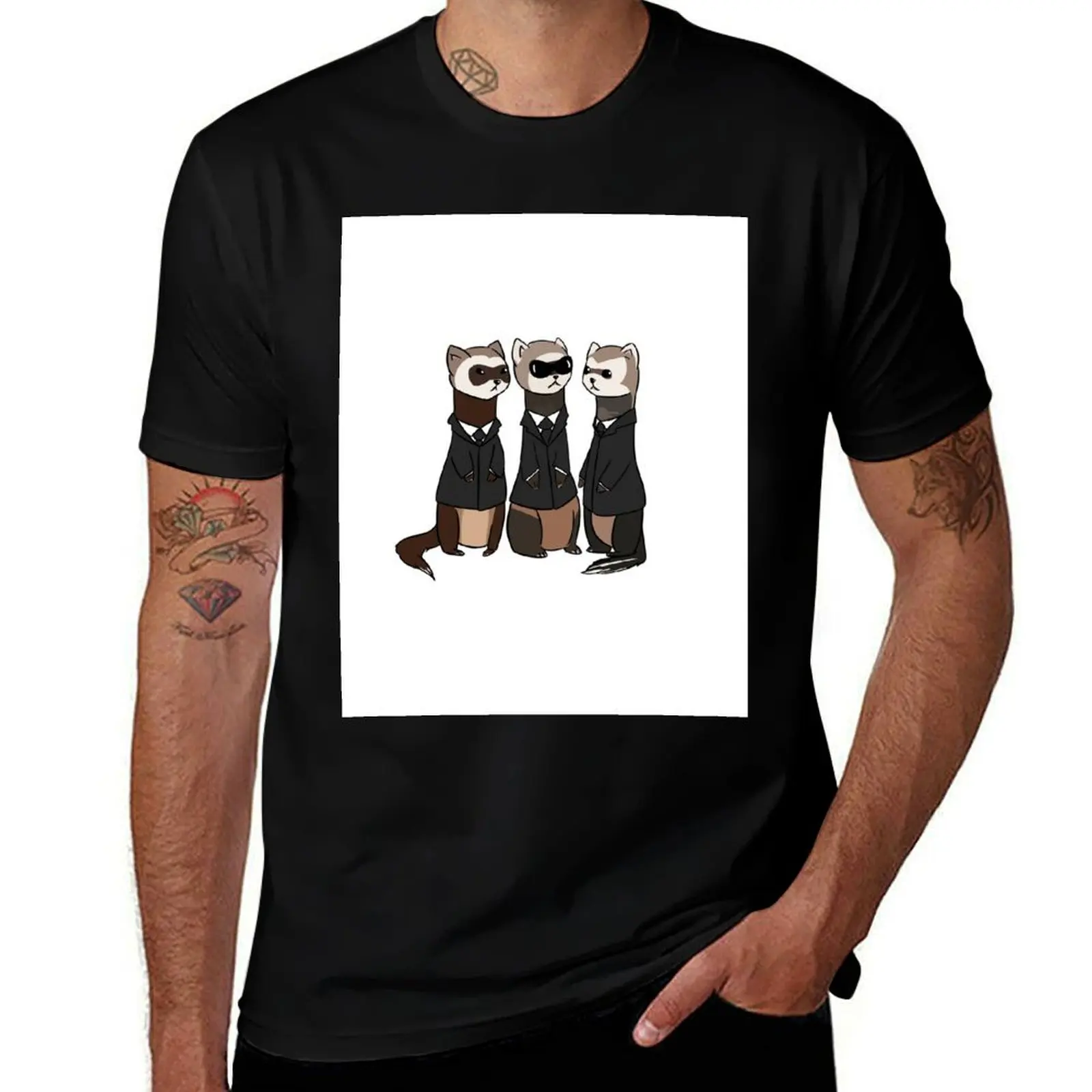 A Business of Ferrets : Black Suit ver. T-Shirt Work Short Sleeve Cotton Top T-Shirt