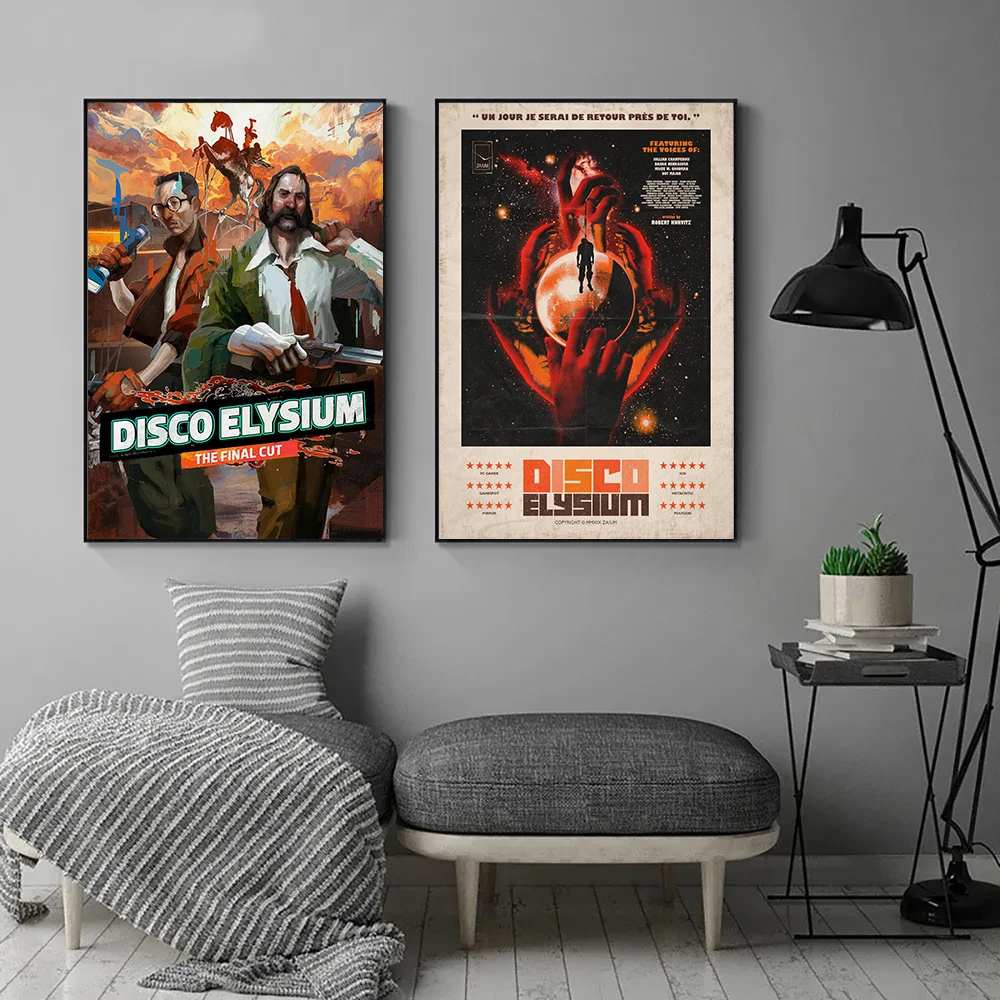 Hot Video Game Disco Elysium Characters Landscape Poster Canvas Painting Wall Art Pictures for Gamer Room Home Decor Gift