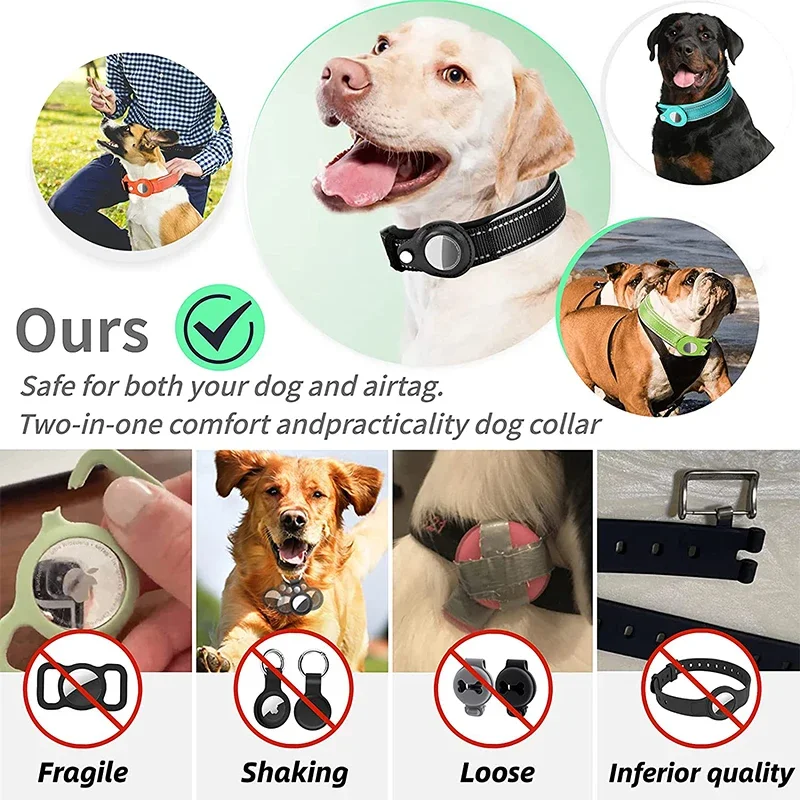 For Outdoor Airtags Dog Collar with GPS Finder Anti-lost Loop Collar Pet Case for Apple Airtags Locator Tracker Dog Accessories