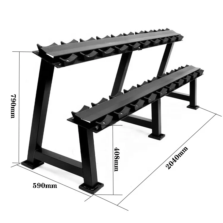 

2026 Wholesale 10 Pairs of Dumbbell Racks High Quality Durable Gym Custom Size Two Layer Dumbbell Stand