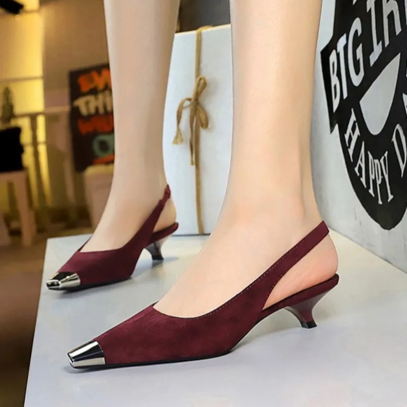 

2026 New Women Shoes Exquisite Metal Pointed Tip High Heeled Sandals for Woman French Casual Shoe Designer Shoes Sandalias Mujer