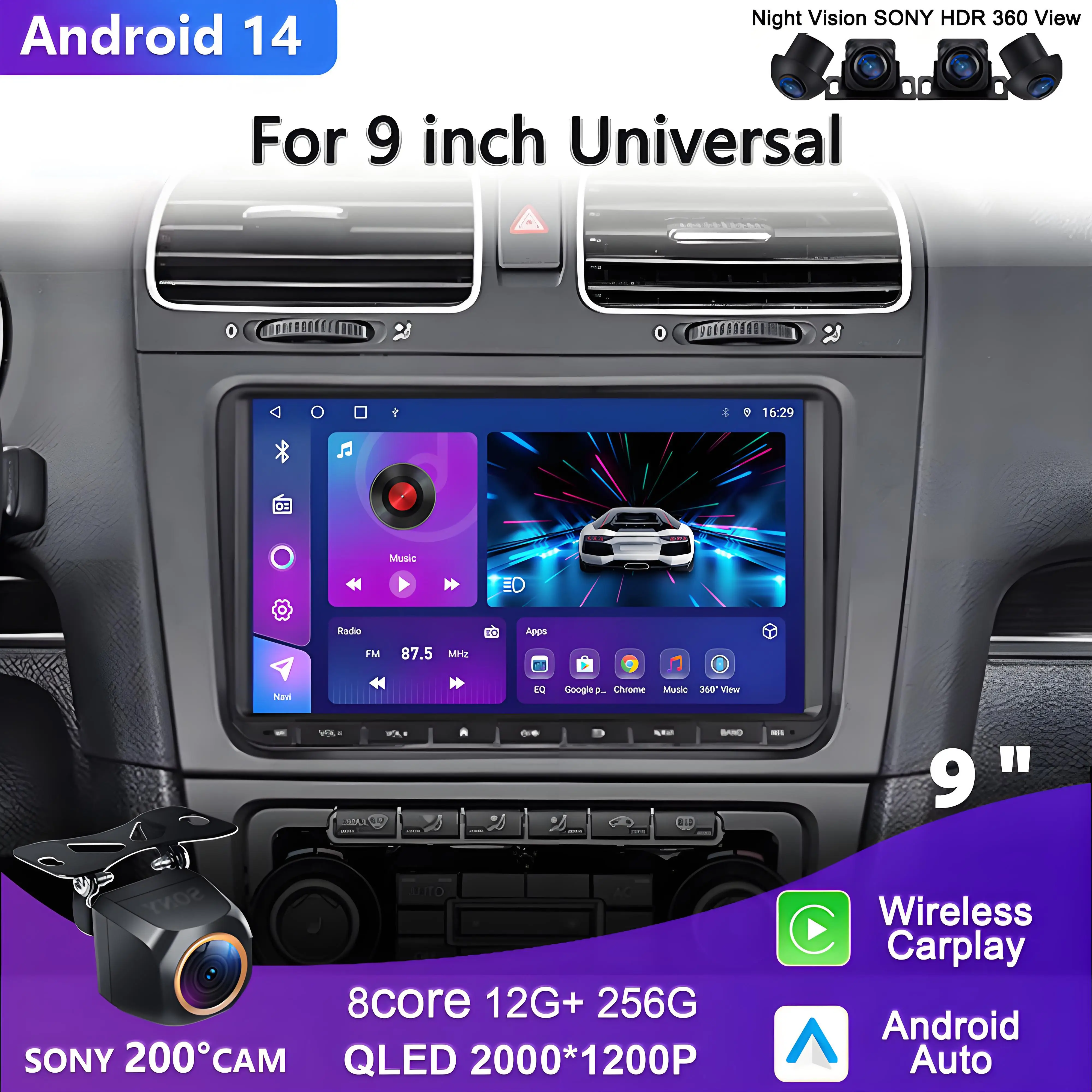

9 "Android 14 автомобильный радиоприемник для VW/Volkswagen/Golf/Polo/Tiguan/Passat/B7/B6/Seat/Leon/Skoda/Octavia GPS-навигатор мультимедийный плеер