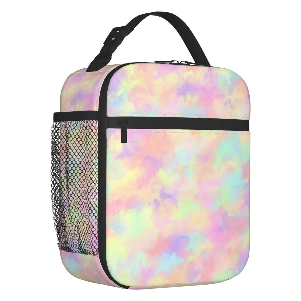 

Pastel Tie Dye Rainbow Pattern Thermal Insulated Lunch Bag Resuable Lunch Tote for School Office Outdoor Multifunction Food Box