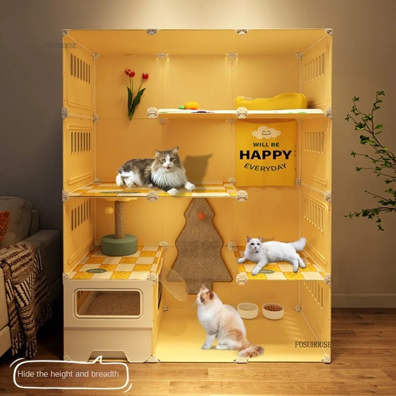Extra Large Free Space Cat Villa Home Indoor Transparent Cat Cages Multifunctional Outdoor Cat Cabinets with Toilet Integrated