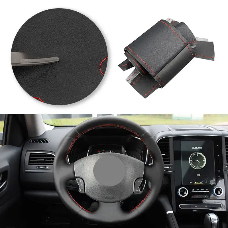 Car Accessories Microfiber Leather Steering Wheel Cover Trim For Renault Megane 2 2003-2008 Kangoo 2008 Scenic 2 2003-2009