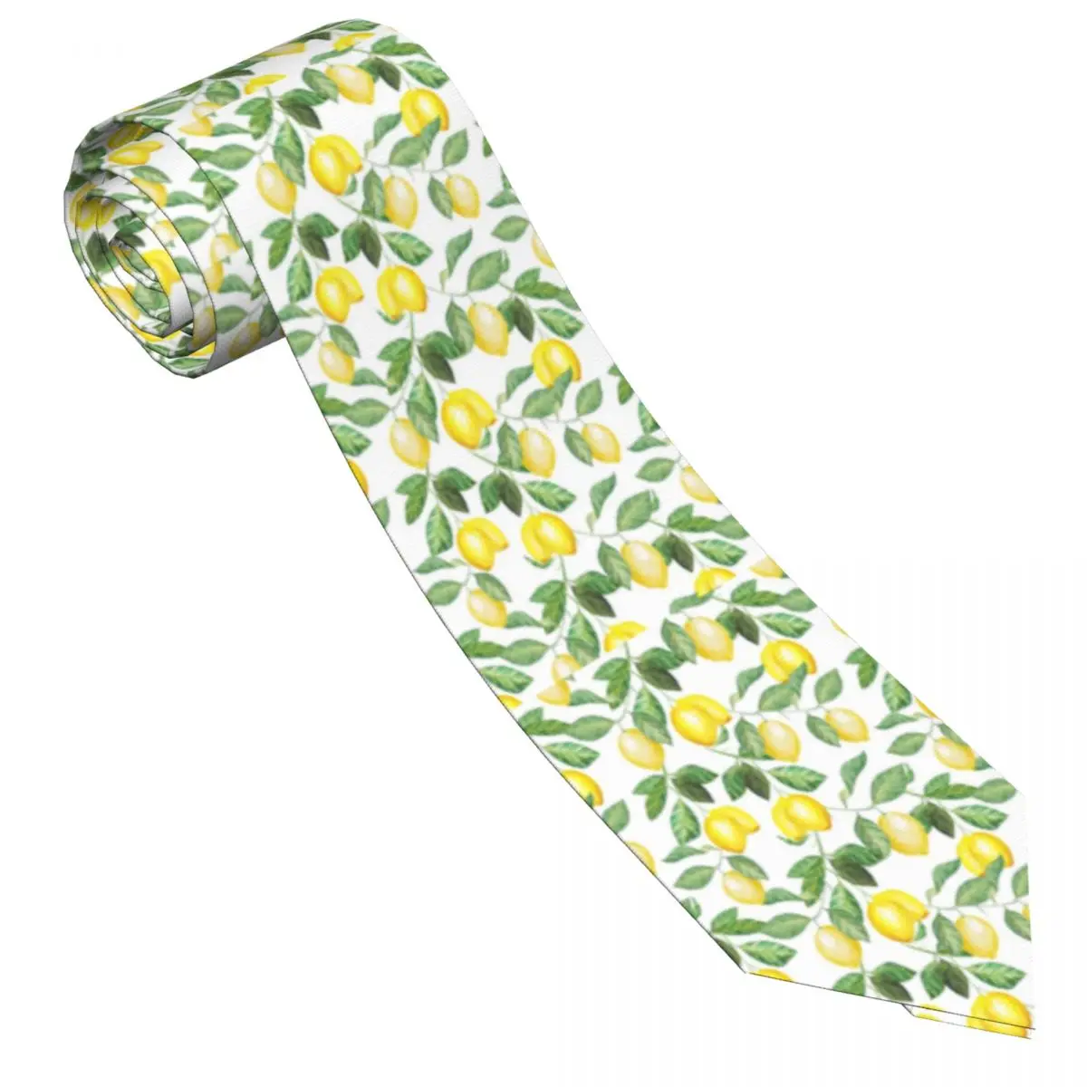 Summer Fruit Tie Modern Lemon Leaf Print Accessories For Men Neck Ties Printed Shirt Polyester Silk Formal Cravat