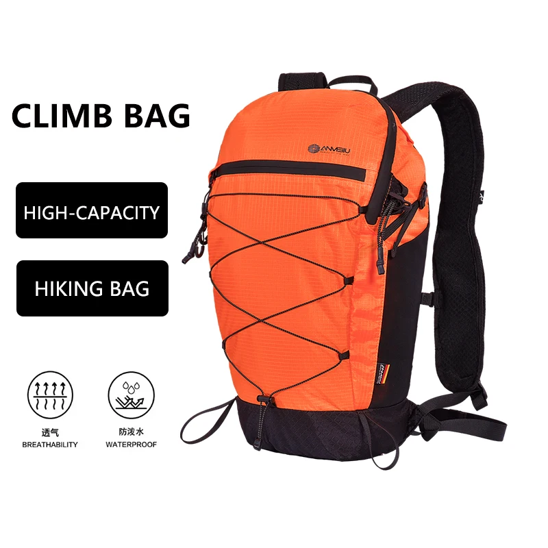 Outdoor Hiking Backpack, Lightweight Bag, Cycling Trail Running Travel Waterproof Bags, Curved Shoulder Soft Back 15L, Commuting