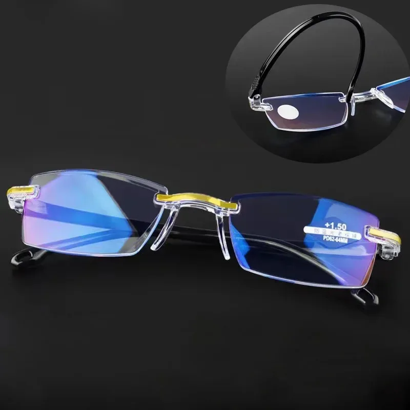 Rahmenlose Anti-Blaulicht-Lesebrille für Damen und Herren, Presbyopie-Brille, Dioptrien +1,0 +1,5 +2,0 +2,5 +3,5 +4,0 – Detail 1