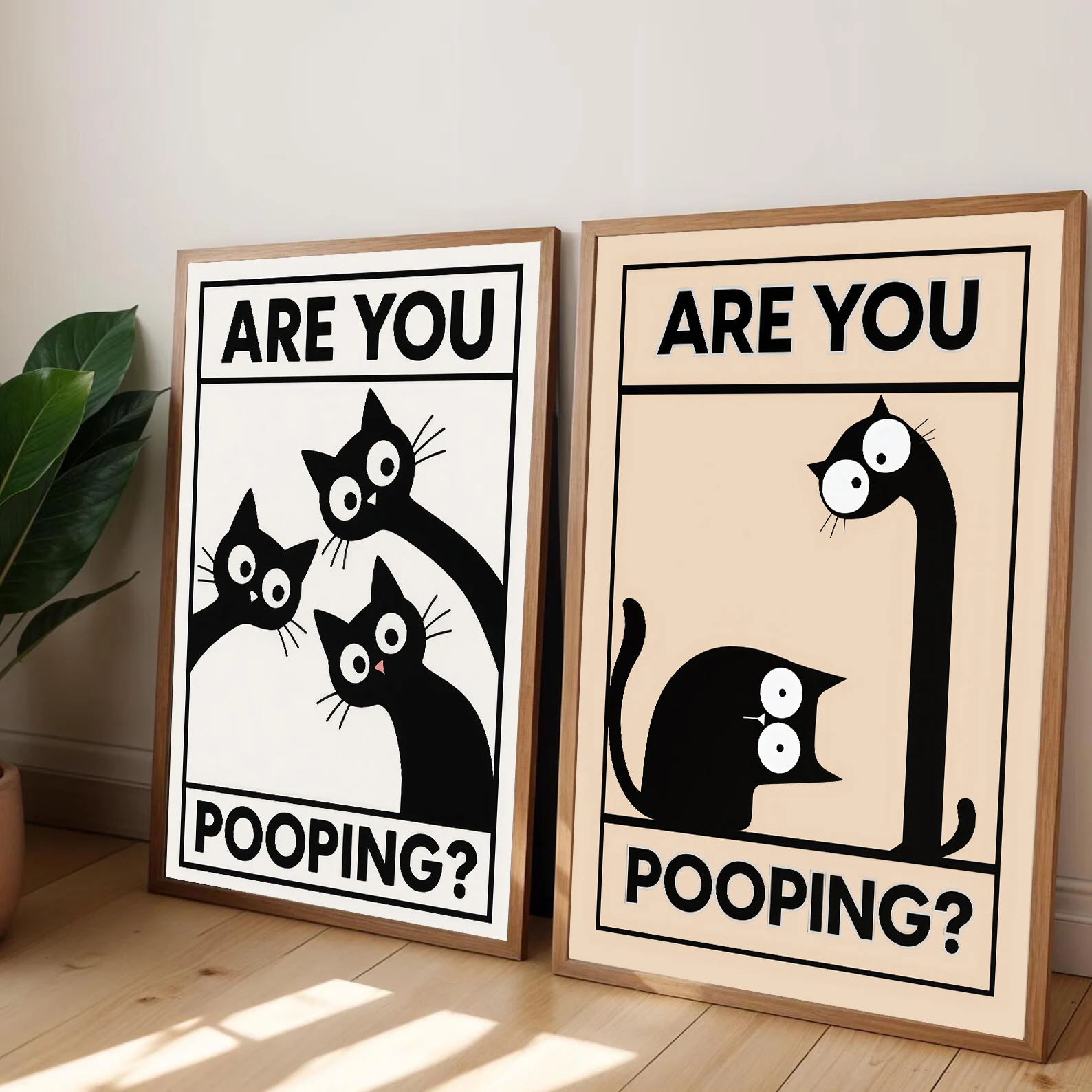 Gato Engraçado no Banheiro: Você Está Fazendo Cocô? Pôster de impressão em tela para decoração de banheiro, mural moderno para decoração de casa, presente sem moldura