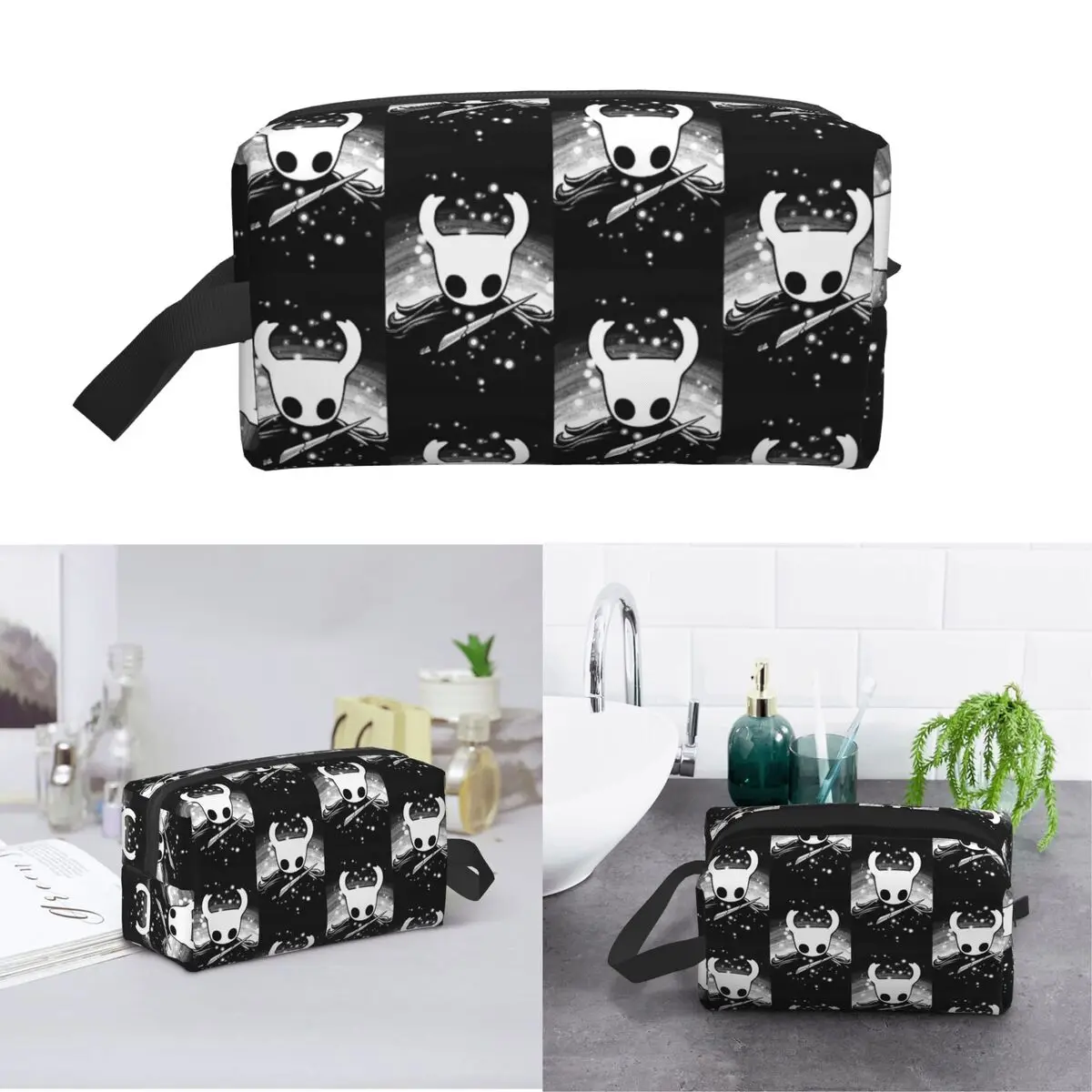 Ghost Knight Hollow Knight Game Makeup Bag Cosmetic Organizer Storage Dopp Kit Toiletry Cosmetic Bag for Women Beauty Travel
