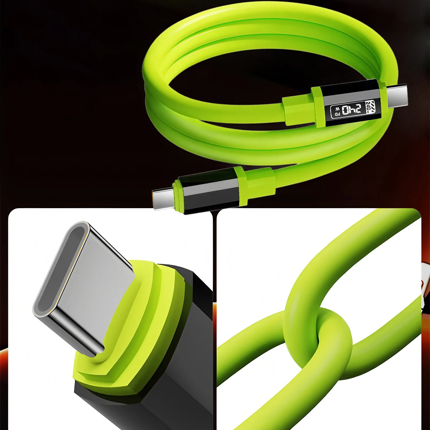 Cargador de carga rápida tipo C para Samsung Huawei Xiaomi Cable cargador tipo C sin pantalla Digital Cable cargador de teléfono portátil
