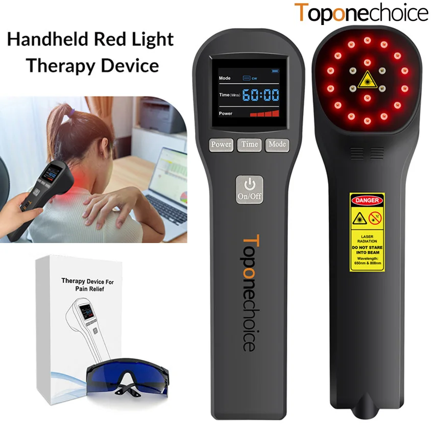 

Toponechoice 650nm+808nm Physical Therapy LLLT Red Light for Herniated Disk Treatment 880mW Class 4 Laser Therapeutic Pain