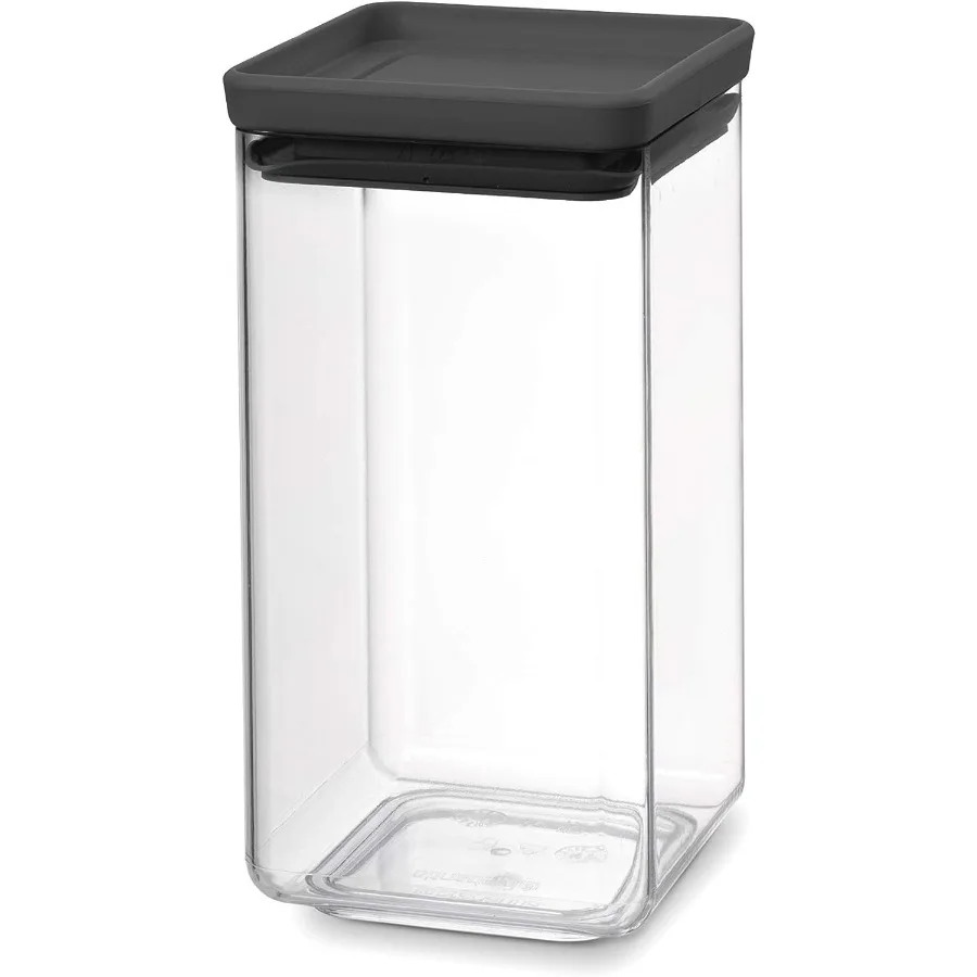 

Brabantia Tasty+ Stackable Food Canister in Dark Gray with 0.4 Gallon Capacity BPAFree SpaceSaving Design with Durable Silicone
