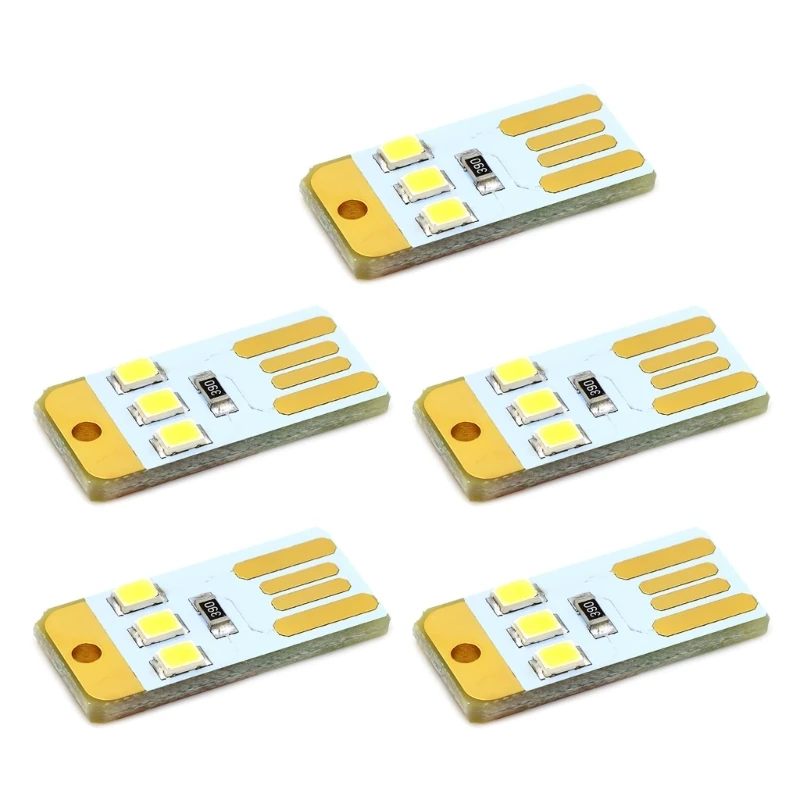 5Pcs Pocket Card USB Power LED Keychains Night Light 0.2W USB LED Bulb Book Light for Laptop PC Powerbank Drop Shipping