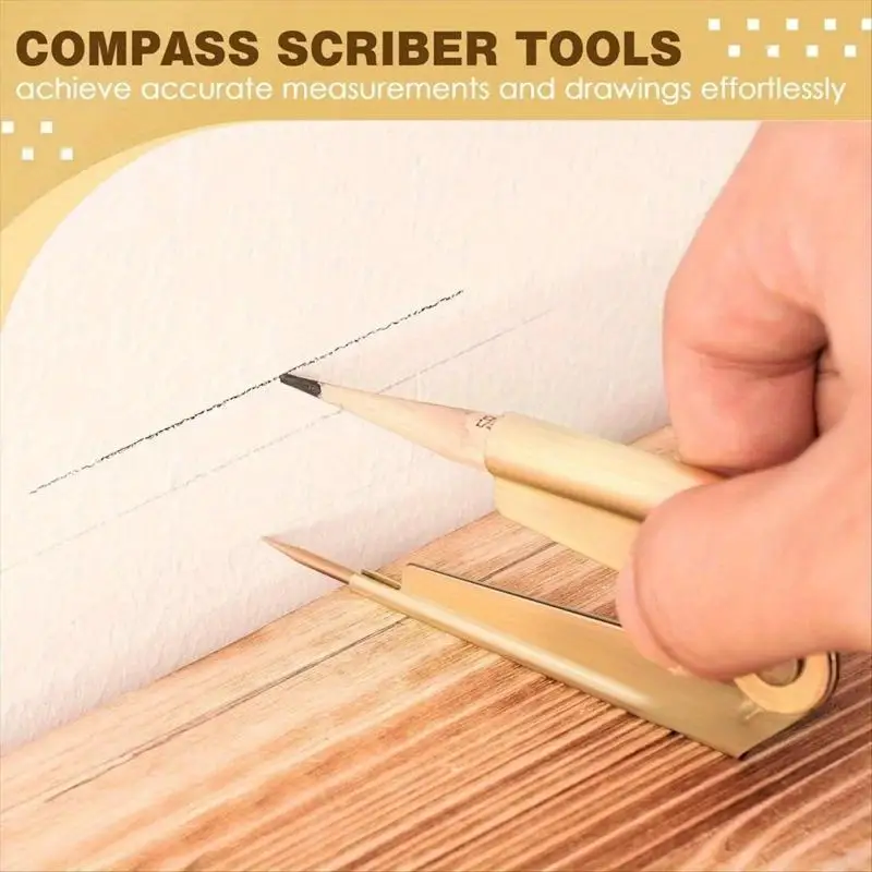 1pc Metal Scriber Compass 180 Adjustable Wing Nut Precision Woodworking Circle Scribing Tool for Drawing Marking