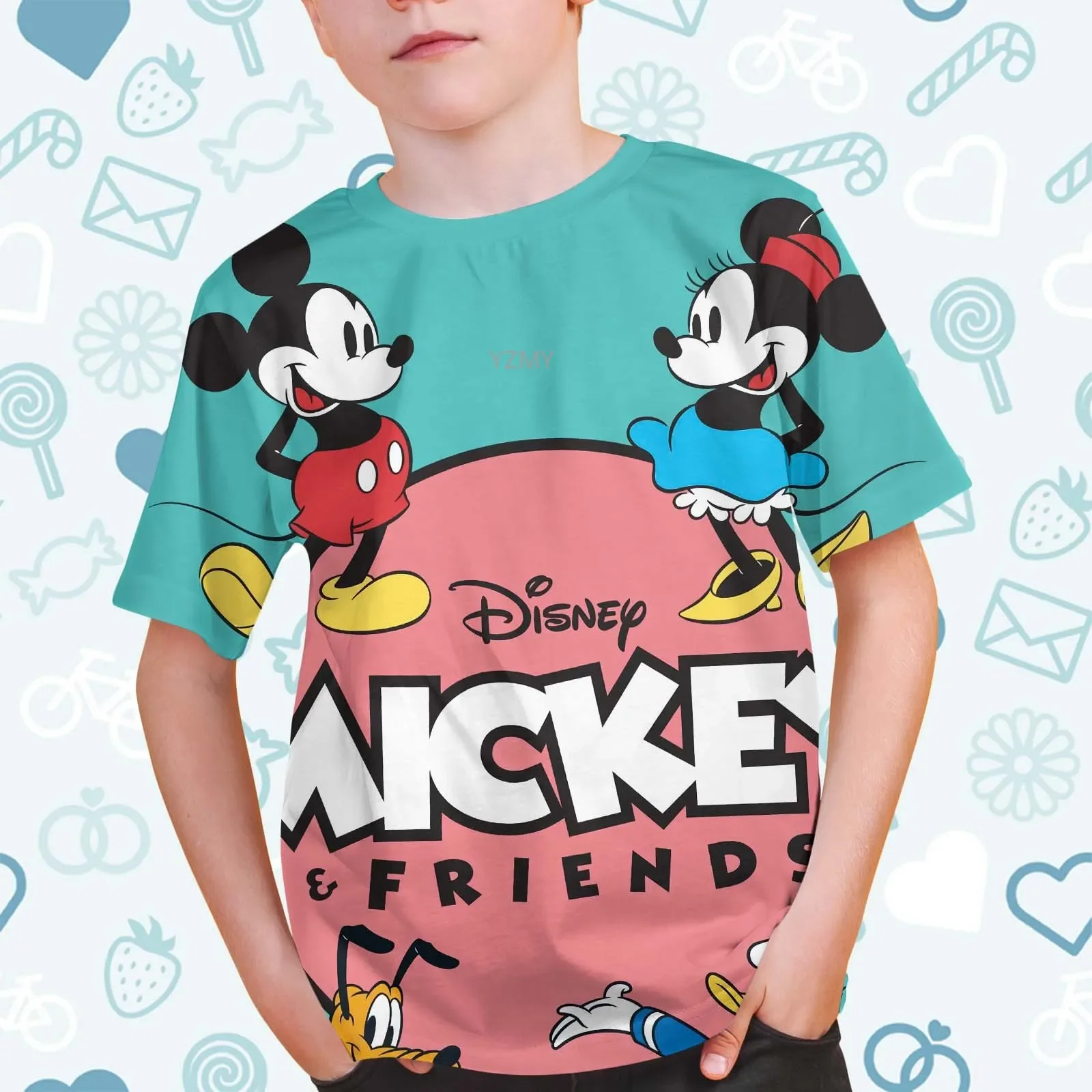 

Disney Mickey Summer Children's T-shirt Harajuku Fashion Casual 3D Printed Children's Short Sleeve Boys Girls T-shirt Cartoon