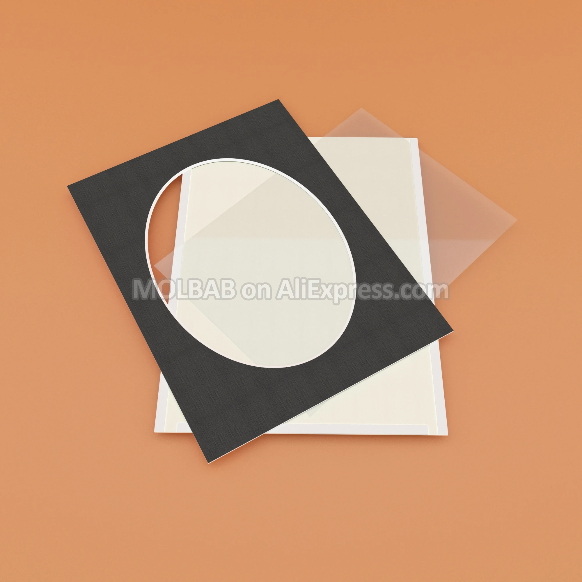 Oval Opening Rectangle Paperboard Picture Frame White/Black Mat Board Wall Mounted For Photo Décor DIY Paper Crafts 8PCS/Lot