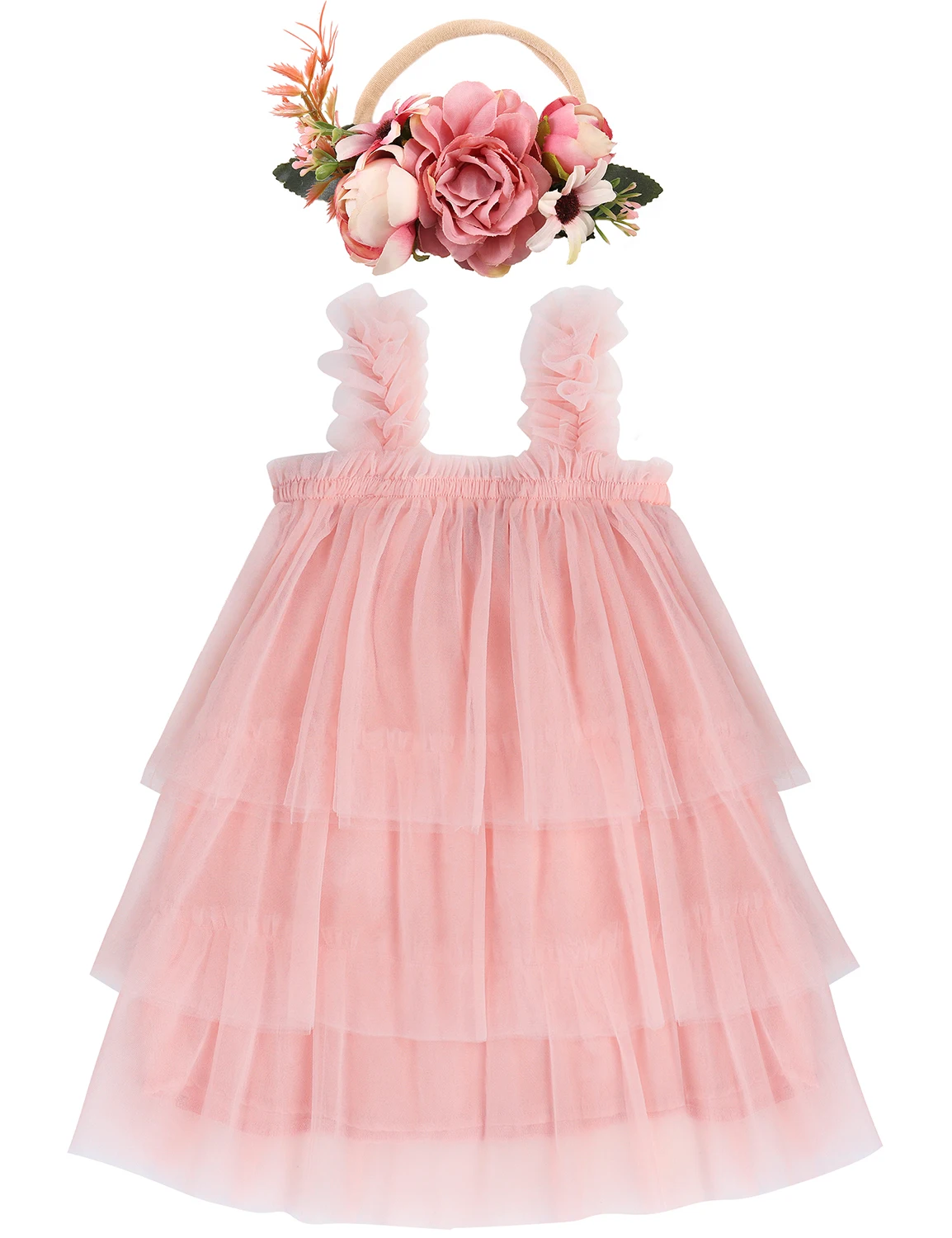 Baby Girls Tulle Tutu Cake Dress Birthday Party Layered Princess Mesh Tulle Dresses Size 9Months-5 Years