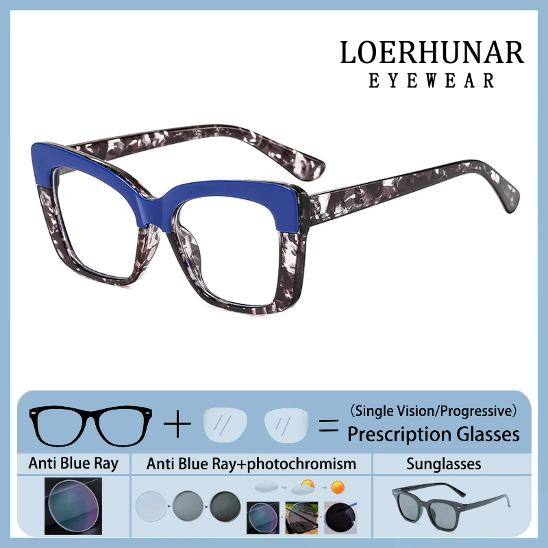 

Square Cat Eye Multicolored Frame Prescription Custom Presbyopia Glasses Women Optical Photochromic Anti Blue Ray Myopia Eyewear