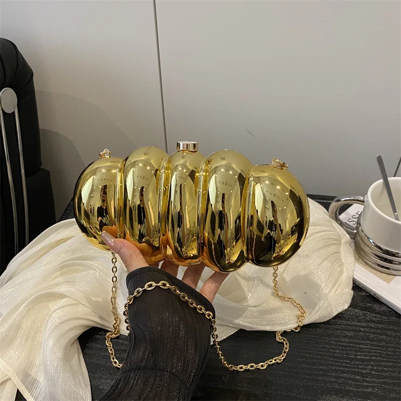 

Small Gold Acrylic Crossbody Bags for Women 2025 Y2K New Female Fashion Lady Chain Party Luxury Handbags and Purses