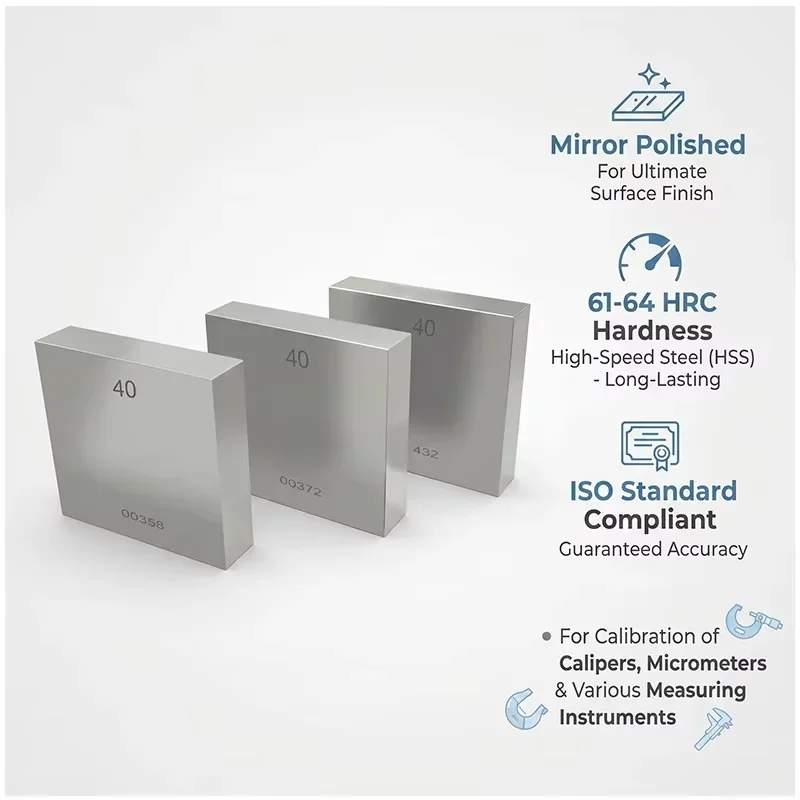 5pcs Gauge Block Set ≤0.5μm HSS Rectangular Calibration Block for Calipers Micrometers Measuring Tools