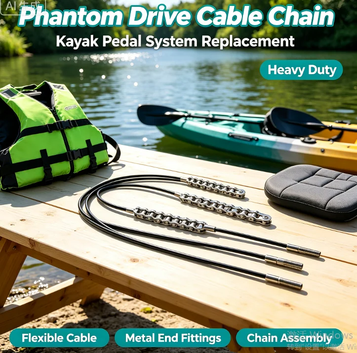 Heavy‑Duty Stainless Steel Phantom Drive Cable Chain Idler Pull Wire for Fishing Pedal Kayak Drive System Repair