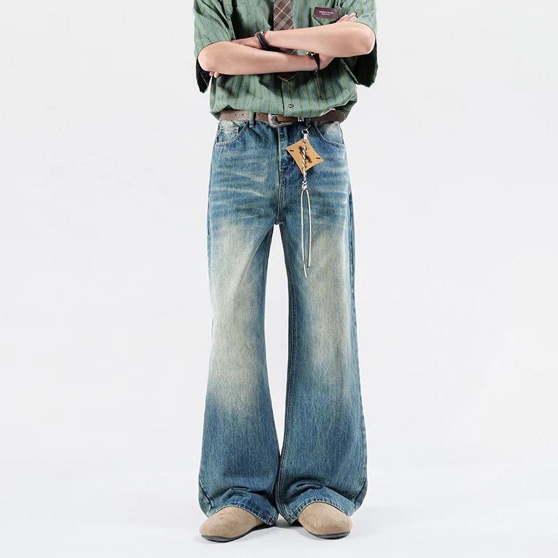 

Bootcut Jeans Men Flared Pants Clean Fit Loose Fit Jeans Streetwear Vintage Washed Multi-colors Available No Accessories