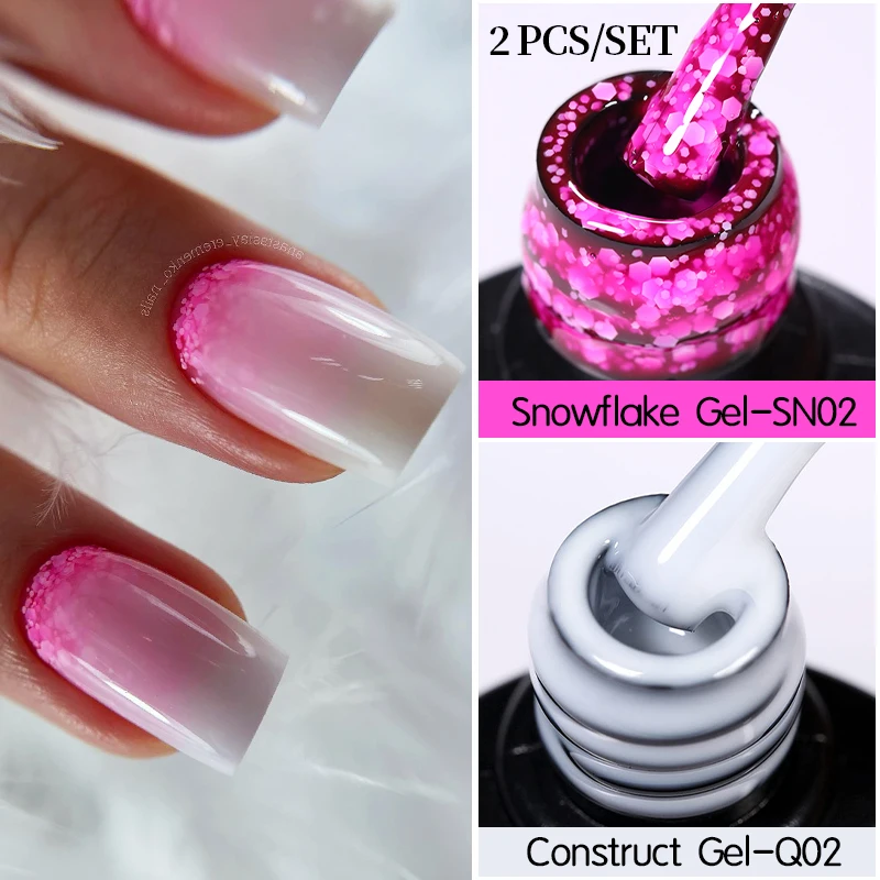 LILYCUTE 7ML Snowflake Gel Nail Polish Construct Gel Set Vernis Semi Permanent UV Gel Gradient Nail Art Christmas Glitter Polish