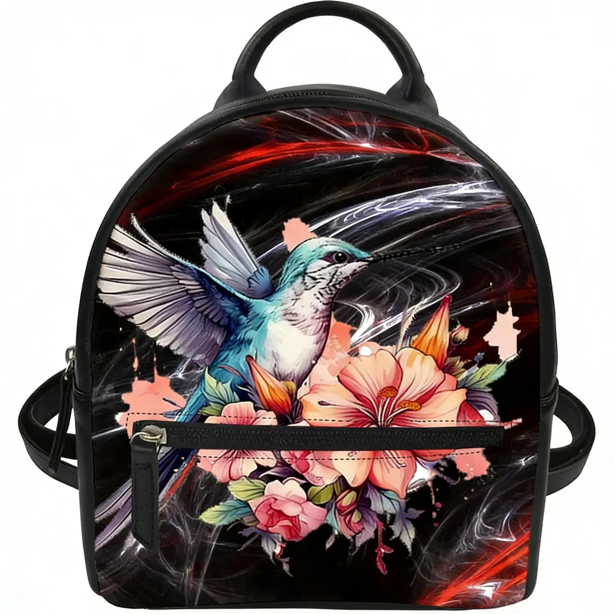 Floral Hummingbird Animal Bird Lover Custom Backpack Purse Carter Schoolbags Double Shoulder Bag Mini Daypack Leather Travel Bag