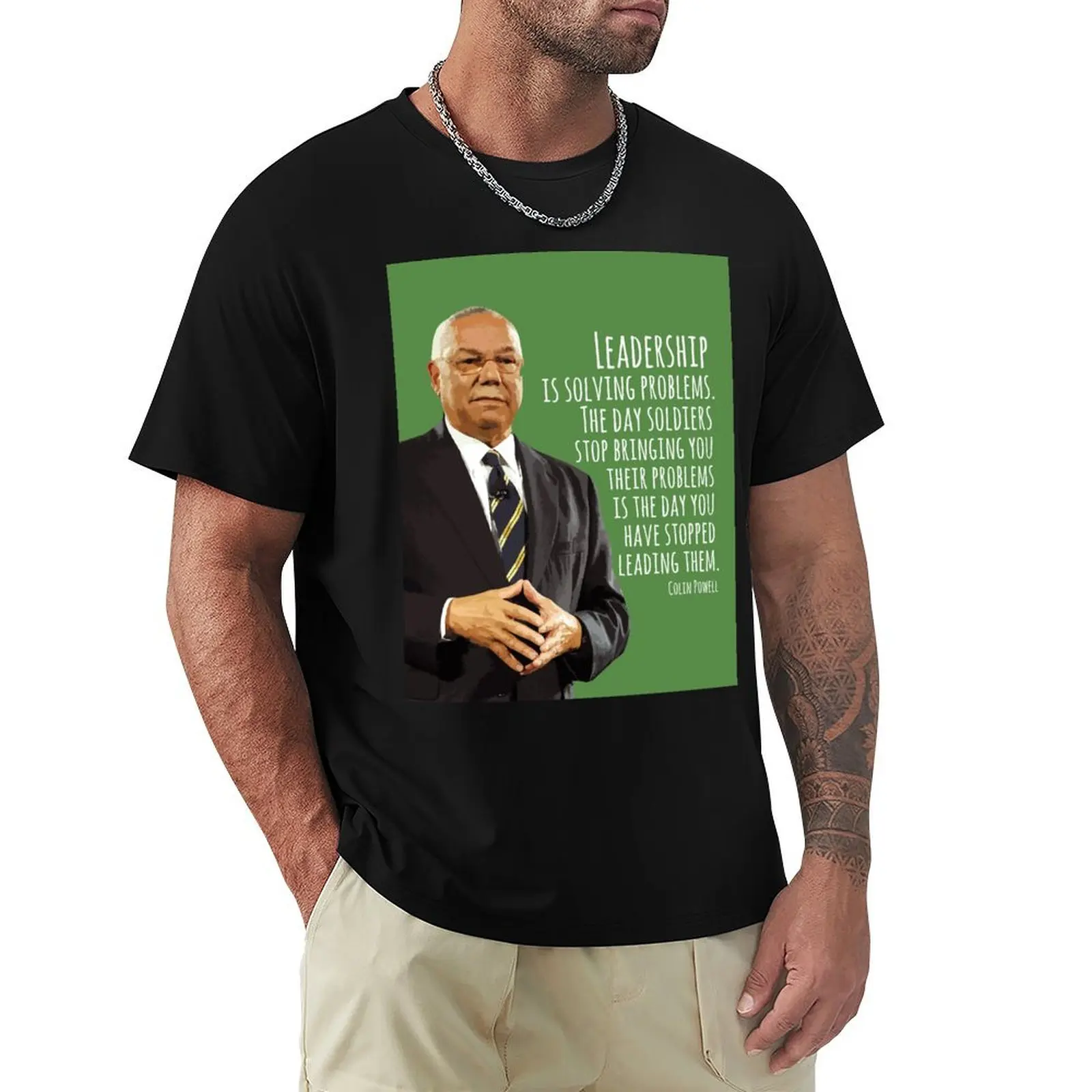 Colin Powell Quote Leadership is Solving Problems Motivation Inspiration US Secretary of State Wall Art Print T-Shirt