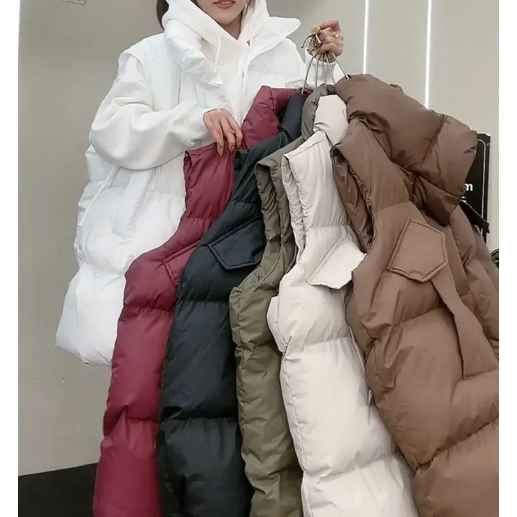 

Женский модный жилет средней длины, осенне-зимняя хлопковая куртка со свободным воротником-стойкой, легко сочетается