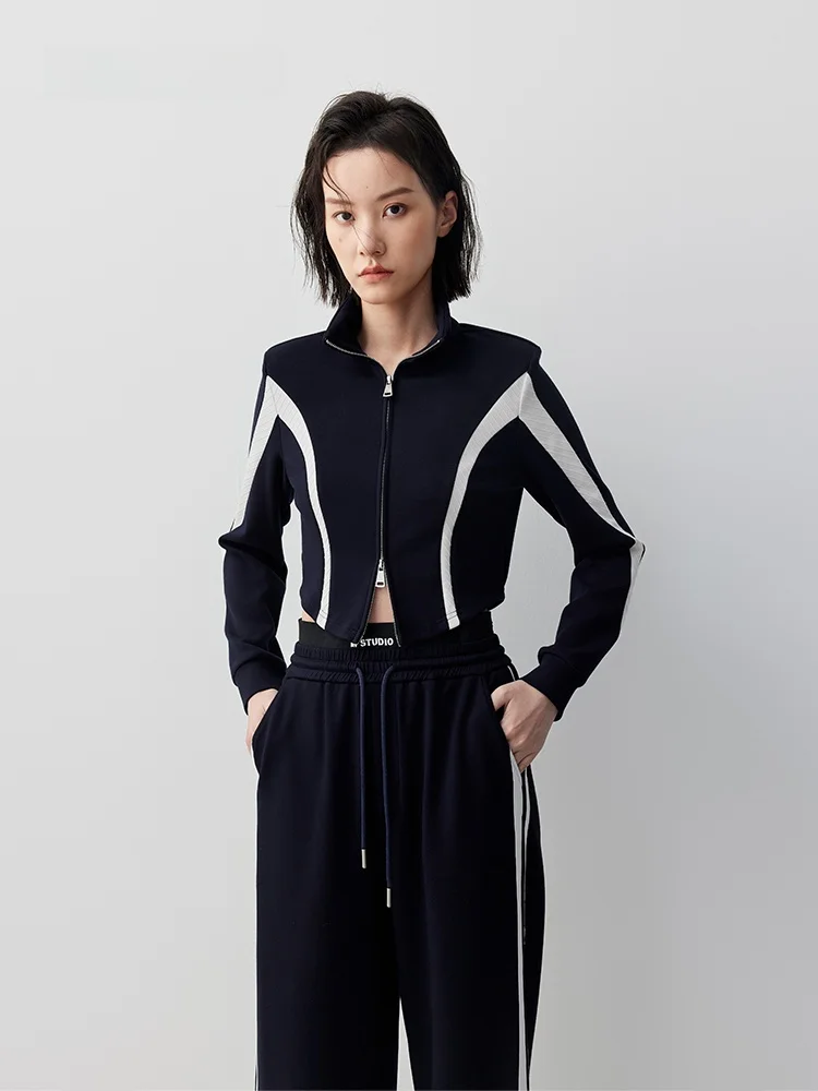 

XMOOM Осенняя новинка: спортивная толстовка-куртка с цветными блоками, приталенная, на молнии, с длинными рукавами, стандартной длины, для повседневной носки, ветрозащитная